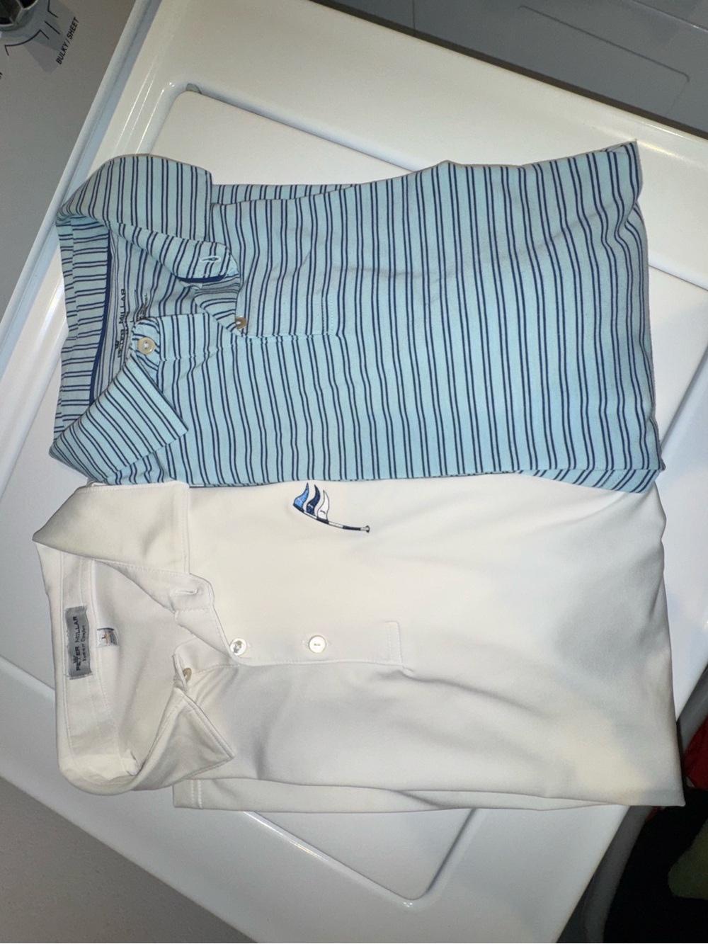 Peter Millar Men's Polo Bundle - White and Light Blue Striped - Picture 11 of 15